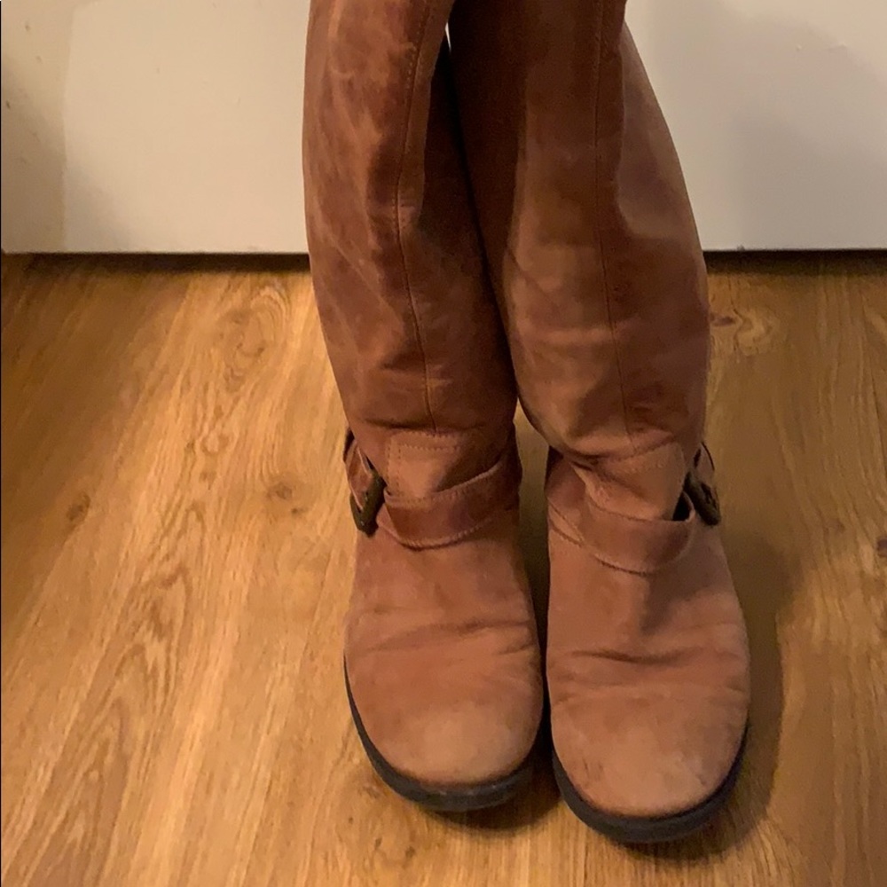 Distressed leather boots